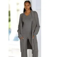 LASCANA Longstrickjacke mit aufgesetzte Taschen und Umlegekragen, Loungewear