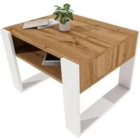 TREND WERK Couchtisch mit zusätzlicher Ablagefläche (65×53,6×45 cm - Wohnzimmertisch, Loft-Design, Ablagefach)