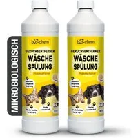 bio-chem Textilerfrischer Geruchsentferner Wäschespülung 1 L probiotischer Zusatz gegen Gerüche (Geruchsentferner Wäschespülung 2x 1 L + Dosierbecher)