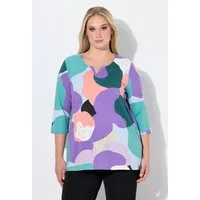 Ulla Popken T-Shirt Shirt A-Linie Tunika-Ausschnitt 3/4-Arm
