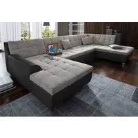 DOMO collection Wohnlandschaft TREVISO inkl. Zierkissen, moderne Steppung, XXL: 364x201x83 cm, wahlweise mit Bettfunktion, in vielen Bezugsarten auch in Cord U-Form