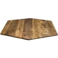 Amagohome Tischplatte Sechseckige Tischplatte Holzplatte Mango-Altholz 74x56 u. 56x47cm – re (1 St), gewollt uneben, aus recyceltem Mangoholz hergestellt