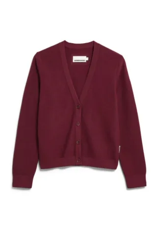 Armedangels - Strickjacke mit V-Ausschnitt rot - Gr. - S