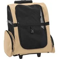 vidaXL Hundebuggy Trolley für Haustiere 3-in-1 Sandfarbe 48x32x(57-106) cm cm Oxford-Gew