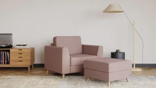 BRUNO Schlafsessel 70cm in Blush Rosa | praktische Größe | stabiles Massivholz & Boxspringkomfort