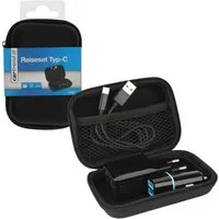 Cartrend USB-C Reise-Set Kfz Ladegerät + Netzteil Smartphone-Ladegerät (USB-Kabel Datenkabel Netz-Lader Lade-Set Charger)