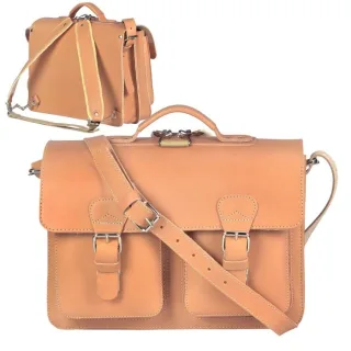 Aktentasche Leder 38x27cm 2 Fächer und Rückengurte "Classic Satchel" natur 2233-10 Ruitertassen