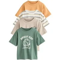 Next T-Shirt T-Shirt mit Grafik und kurzen Ärmeln, 4er-Pack (4-tlg)