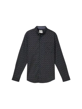 Tom Tailor - Regular Fit Hemd mit Alloverprint navy triangle design - Gr. - XXL