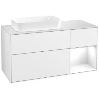 Villeroy und Boch Finion Waschtischunterschrank F691GFGF 120x60,3x50,1cm, Regal rechts Glossy white lacquer, Glossy white lacquer