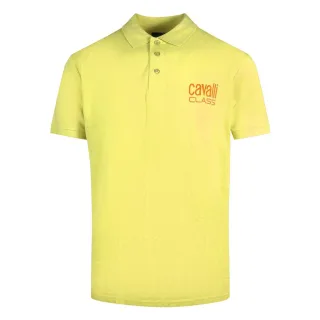 Gelbes Poloshirt „Cavalli Class“ mit auffälligem Logo