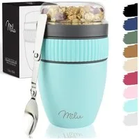 Milu Müslibox Müslibecher To Go Edelstahl 400 ml, isoliert, auslaufsicher, Müslimax Set
