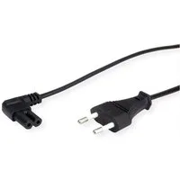 VALUE Netzkabel Euro-Flachstecker auf C7 gewinkelt, 2polig Stromkabel, Eurostecker, 2,5A, CEE 7/16, Typ-C Männlich (Stecker), IEC320 C7, Rasierer, 2,5A Weiblich (Buchse) (180.0 cm)