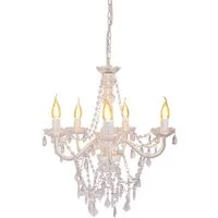 näve Pendelleuchte 5er Krone "CECILIA" D: 52 cm weiß, ohne Leuchtmittel, elegantes Design