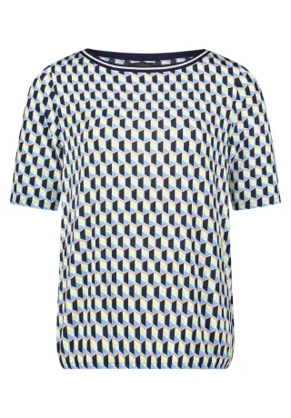 Betty Barclay - Halbarmshirt mit grafischem Allover-Muster blau - Gr. - 36