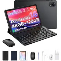POCKAM P10 10,1 Zoll Android 16 Tablet mit Tastatur, 128GB ROM, 7000mAh, 90Hz Tablet (10.1", 128 GB, Android 16, WIFI, 8 GB, Android 16, 13 MP, Gemini AI, 5G WiFi/Widevine L1/GPS/Face ID)