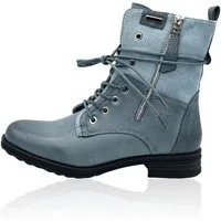 Nowaland Casual Damen Boots mit Warmfutter und Reißverschluss Stiefelette Dekorative Schnürung und kuscheliges Warmfutter