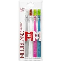 MEDIBLANC Zahnbürste Zahnbürste Ultra soft grey + white + pink + blue quatropack