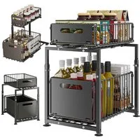 AKKEE Küchenorganizer-Set Küche Storage Rack Unterschrank Organizer Unter, Stahl, Waschbecken Organizers
