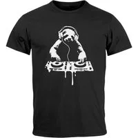 Neverless Print-Shirt Herren T-Shirt Faultier Techno DJ Musik-Motiv Rave Festival Konzert mit Print