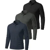 normani Langarmshirt 3er Set Herren Langarm Poloshirt Lyroe Longsleeve Poloshirt 3er Pack für Männer