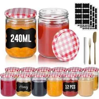 FIVMEN Einmachglas Marmeladengläser mit Deckel Einmachgläser Marmelade Marmeladenglas, (12/24er Set), für selbstgemachte Marmelade, Konfitüre und Bastelarbeiten 240/350 ml