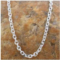 HOPLO Silberkette Ankerkette diamantiert Länge 50cm - Breite 3,0mm - 925 Silber