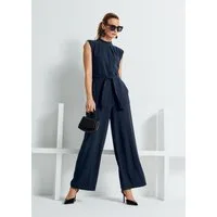 MADELEINE Jumpsuit Eleganter Jumpsuit mit Stehkragen Ärmelloser Look mit breitem Taillenband