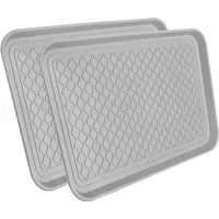 Spetebo Schuhabtropfschale Universal Schuhablage 2er Set grau - 60 x 40 cm (2er Set, 2-tlg., praktische Schuhablage), Kunststoff Schuh Wanne