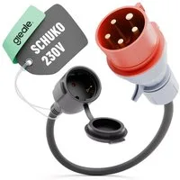 greate. CEE Adapter 16A auf Schuko Kupplung - Adapter Starkstrom auf 230V 16A CEE-Adapterkabel CEE zu Schuko, 50 cm, Schutzklasse IP44 spritzwassergeschützt