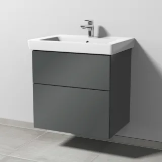 Sanipa 3way Waschtischunterbau zu Villeroy & Boch Subway 2.0 Waschtisch mit 2 Auszügen, Anthrazit-Gl SF61379