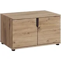 OTTO home Sitzbank FJELL, Breite 80cm, 2 Türen, 2 Einlegeböden, 4 Fächer (hochwertig verarbeitete Materialien, praktische Griffaussparung), Bank Truhe, Kommode, Garderobenbank, Dielenbank