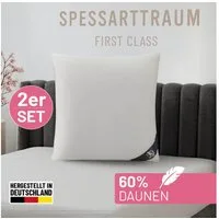SPESSARTTRAUM Daunenkissen FIRST CLASS, Füllung: 60% Daunen, 40%Federn, Bezug: 100% Baumwolle, hergestellt in Deutschland, allergikerfreundlich