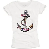 MAKAYA T-Shirt Damen Anker Top Blumen Shirt Maritim Coole Segel Sommer Tops Frauen