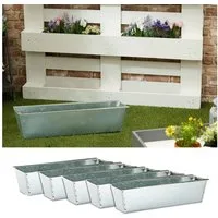 CEPEWA Pflanzkübel Pflanzkasten 6er Set aus Zink für Europaletten Paletten 38x13x9