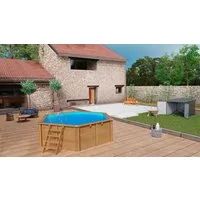 Gre Achteckpool VASTO mit Edelstahlleiter (Set, 8-tlg), Kiefernholz, ØxH: 428x136 cm