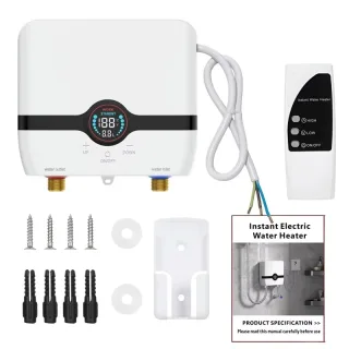 Tevorex 220V 6500W Tankless Electric Water Heater, Instant Wall-Mounted Hot Water Heater with LED Touch Screen, Remote C