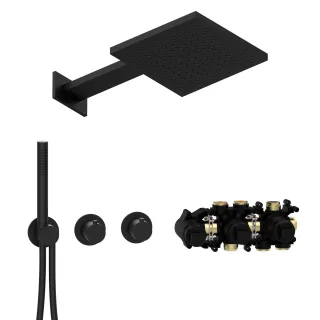 Herzbach MODUL7 Thermostat-Set T-TF2 TWIN FLOW Schwarz matt, 70.703721.1.12 70.703721.1.12