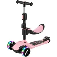 OUNUO Dreiradscooter Kinderroller mit Klappsitz, höhenverstellbar, mit LED, für 2 Jahre ab