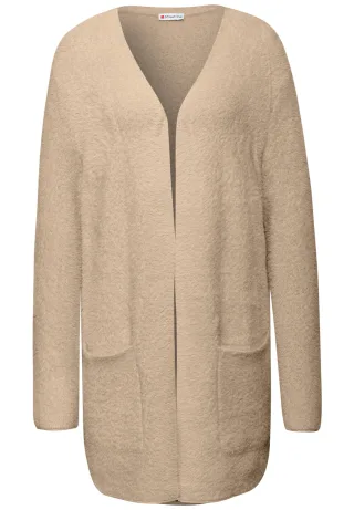 Street One - Langer Federgarn Cardigan sanded beige - Gr. - 44