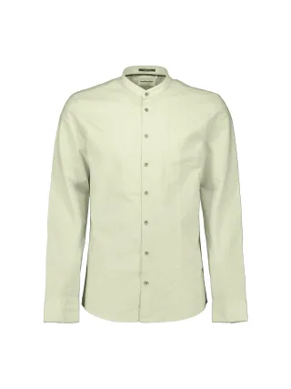 No Excess - Shirt With Linen Granddad seagreen - Gr. - L