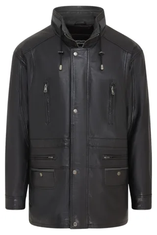 Herren Parka aus weichem italienischem Leder, Schwarz, Winnipeg