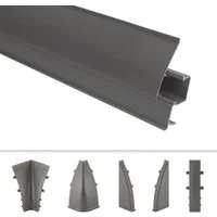 Lemal Sockelleiste, PVC Fußleisten 60x26mm mit Kabelkanal - (Endkappe rechts) Bodenleiste Teppichleiste Sockel