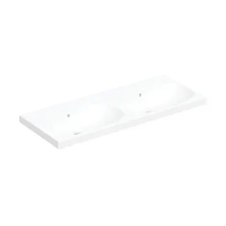 Geberit Acanto Doppelwaschtisch 500628012 120 x 48,2 cm, mit Überlauf, ohne Hahnloch, weiß