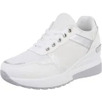 Ital-Design Damen Low-Top Freizeit Sneaker (88843434) Keilabsatz/Wedge Sneakers Low in Weiß