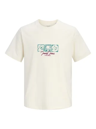 JACK&JONES - JORRIVIERA FRONT TEE SS CREW NECK FST Antique White - Gr. - XL