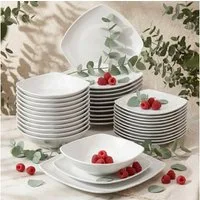 KONSIMO® Tafelservice CARLINA Dessertteller Suppenteller Speiseteller (36-tlg), 6 Personen, Porzellan
