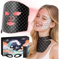 SWGOTA LED-Gesichtsmaske LED Gesichts- und Nackenmaske mit 7 Farben und 660 LEDs für Zuhause, LED Gesichtsmaske mit Rotlichttherapie,5 Intensitäten,Timer