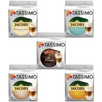 TASSIMO Kaffee Kapseln Latte Macchiato Vielfaltspaket Discs 40 Getränke 5 Sorten, (Set, 5er Pack)