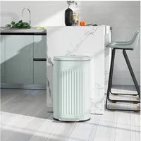 HOMCOM Mülltrennsystem Mülleimer 30L Treteimer mit Deckel und Fußpedal, für Wohnzimmer, Büro, Grün, 36,5 x 31,2 x 60,8 cm
